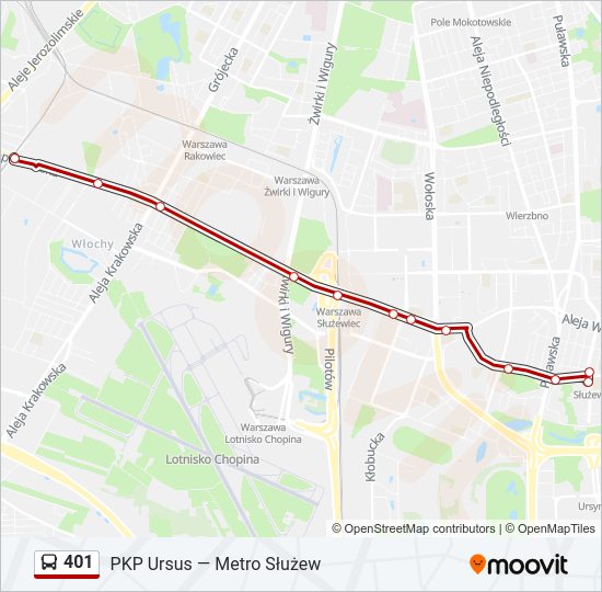 401 bus Line Map