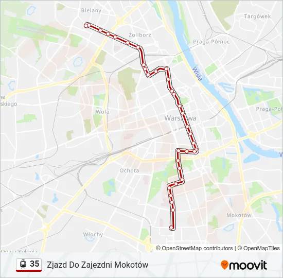 Трамвай 35: карта маршрута