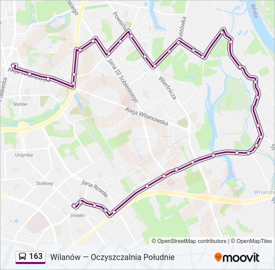 163 bus Line Map