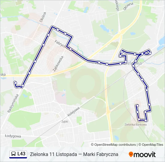 Автобус L43: карта маршрута