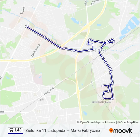 Автобус L43: карта маршрута