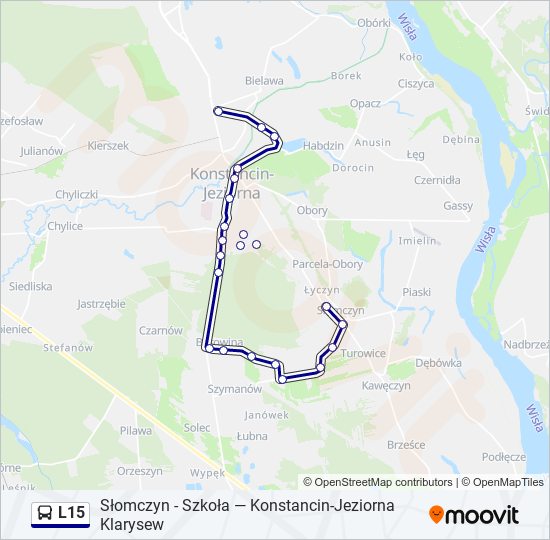 Mapa linii autobus L15