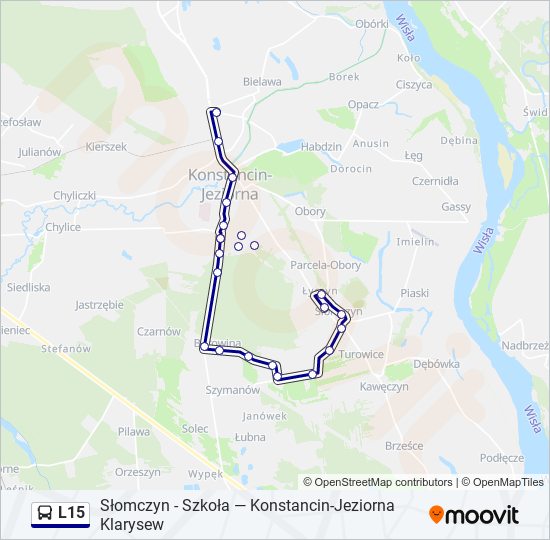 Mapa linii autobus L15