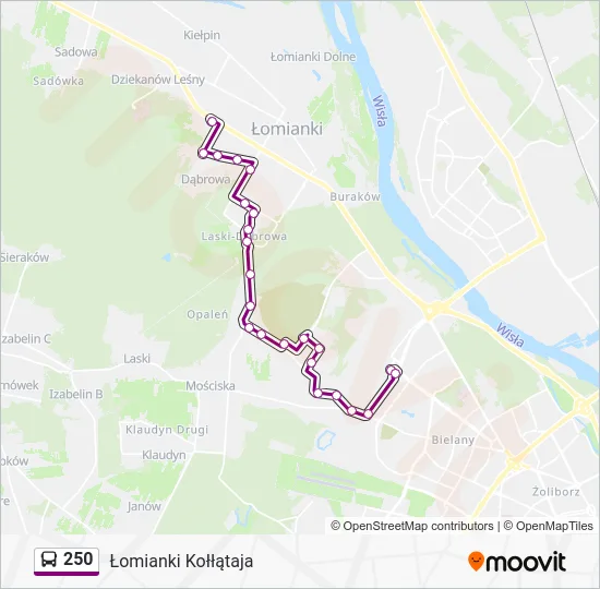 Автобус 250: карта маршрута