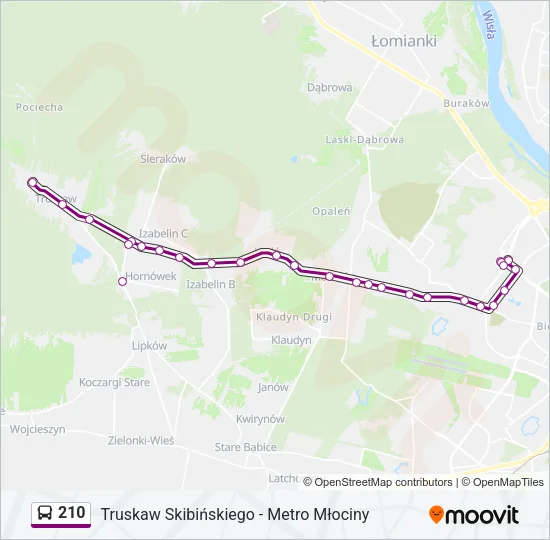 Автобус 210: карта маршрута