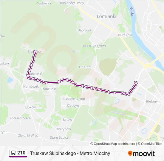 Автобус 210: карта маршрута