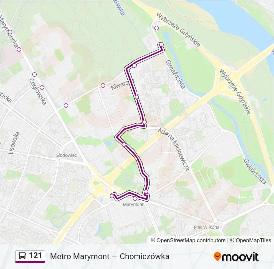 Автобус 121: карта маршрута
