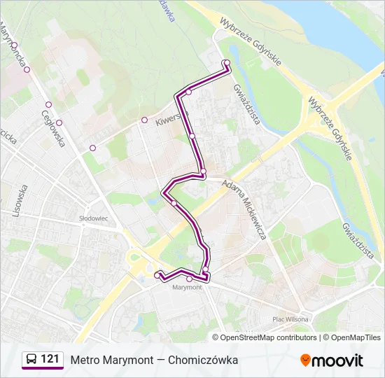 Автобус 121: карта маршрута