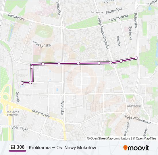 308 bus Line Map