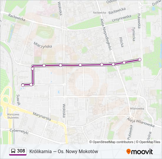 308 bus Line Map