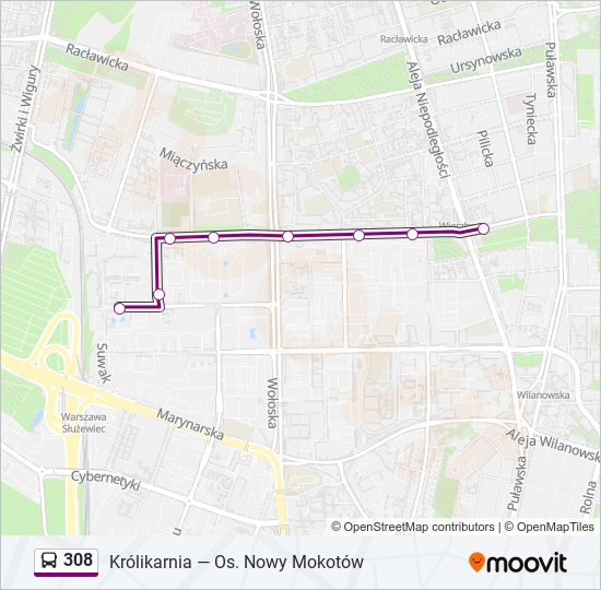 308 bus Line Map