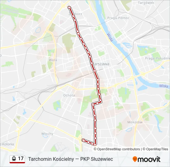 Трамвай 17: карта маршрута