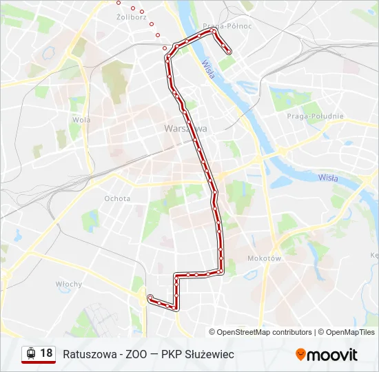 Трамвай 18: карта маршрута