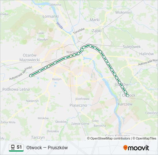 Поезд S1: карта маршрута