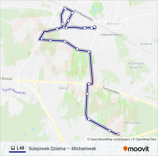 Автобус L48: карта маршрута