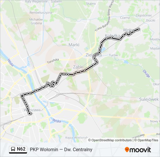 N62 Bus Line Map