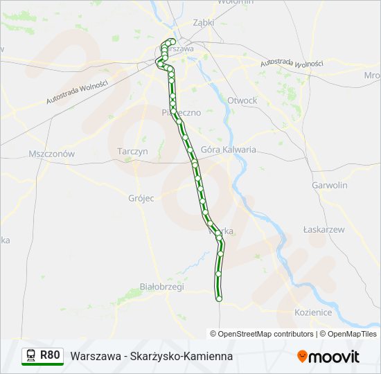 Поезд R80: карта маршрута