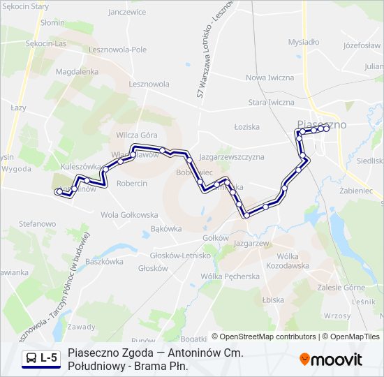 Автобус L-5: карта маршрута