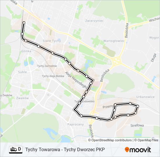 Mapa linii trolejbus D