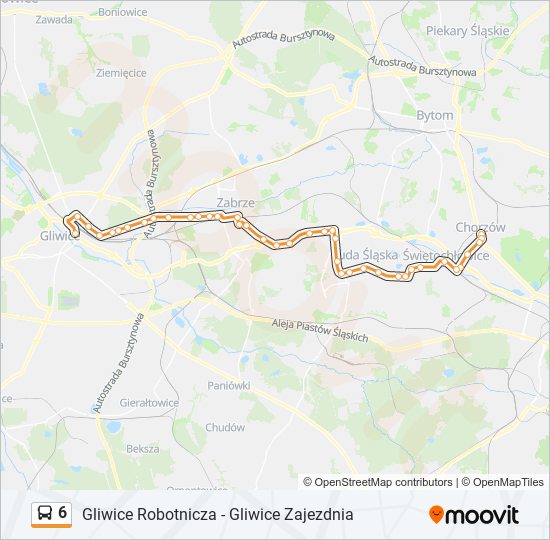 6 Route: Schedules, Stops & Maps - Chorzów Rynek‎→Gliwice Plac Piastów ...