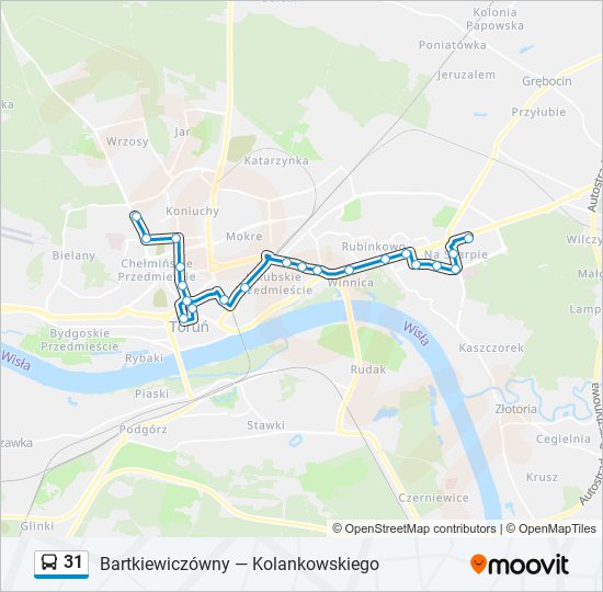 Mapa linii autobus 31