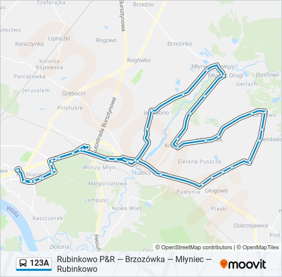 Автобус 123A: карта маршрута
