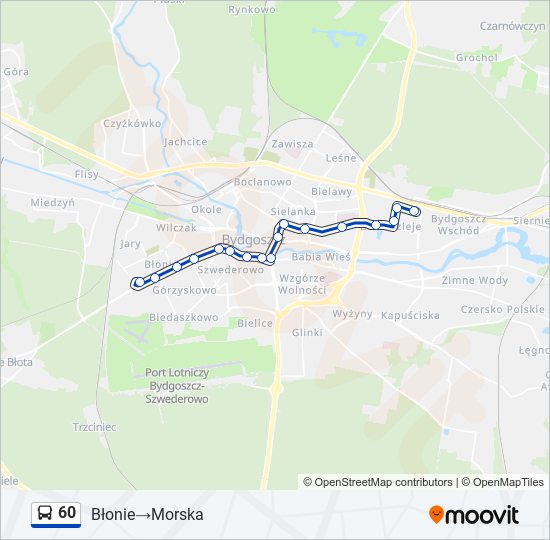 Mapa linii autobus 60