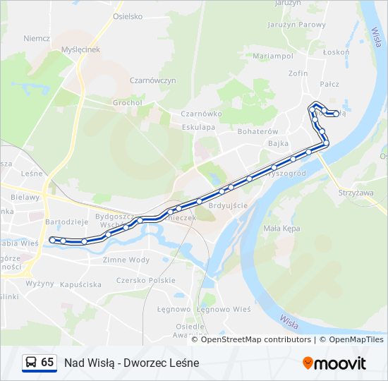 65 Bus Route Schedule 65 Route: Schedules, Stops & Maps - Nad Wisłą‎→Fordońska - Gajowa (Updated)