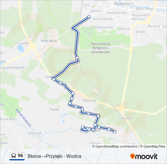 Mapa linii autobus 96