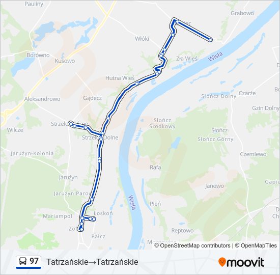 Mapa linii autobus 97