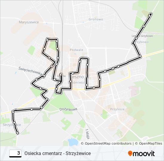 Mapa linii autobus 3