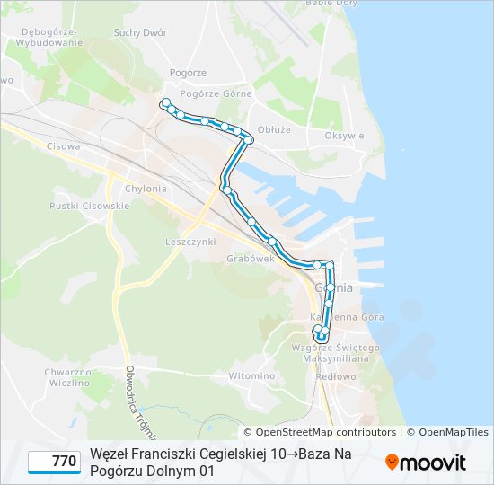 Mapa linii autobus 770