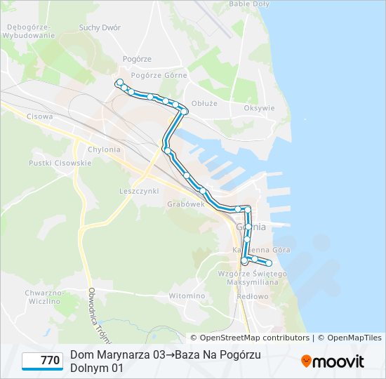 Mapa linii autobus 770