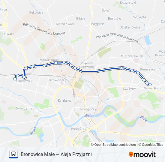 Mapa linii autobus 572