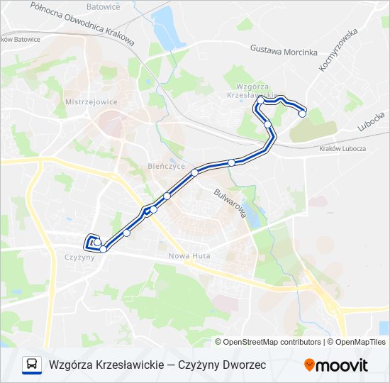 Mapa linii autobus 701
