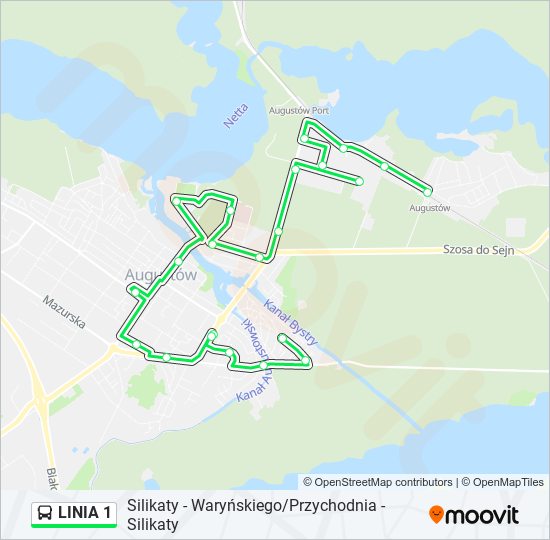 Mapa linii autobus LINIA 1