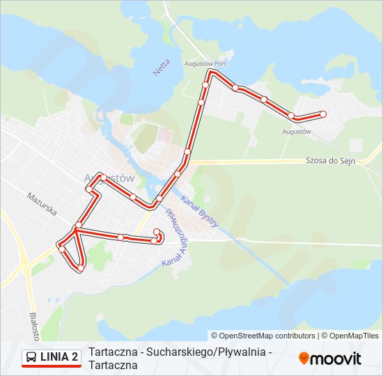 Mapa linii autobus LINIA 2