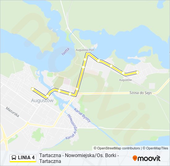 Mapa linii autobus LINIA 4