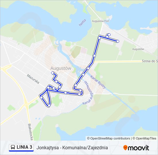 Mapa linii autobus LINIA 3