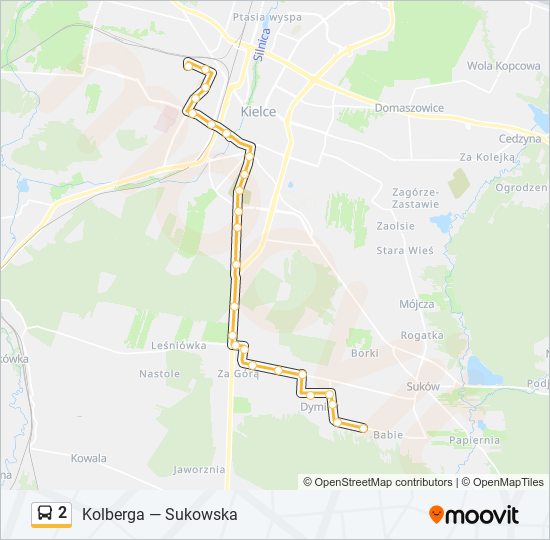 Mapa linii autobus 2