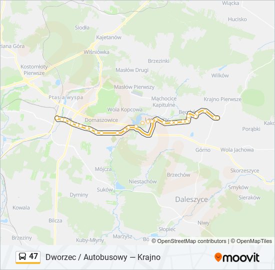 Mapa linii autobus 47