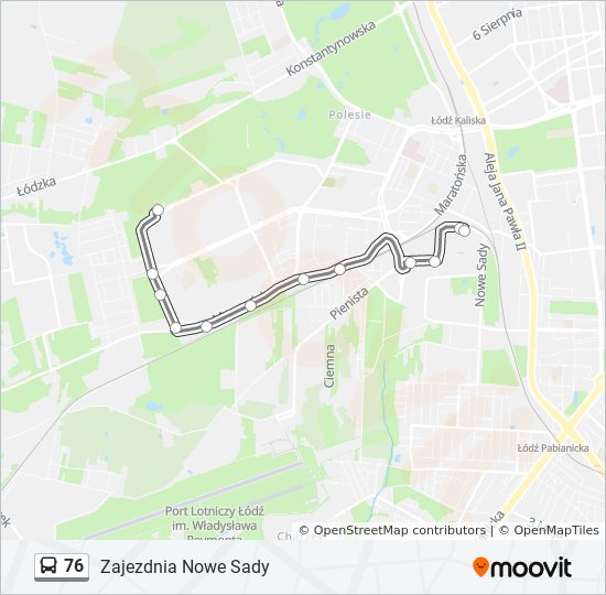 Temmen Australische persoon geest 76 Route: Schedules, Stops & Maps - Zajezdnia Nowe Sady