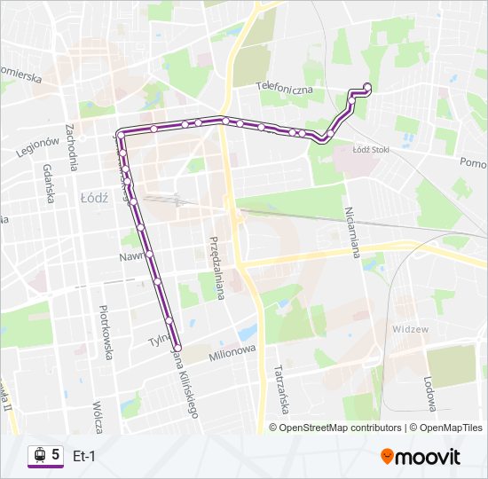 Трамвай 5: карта маршрута