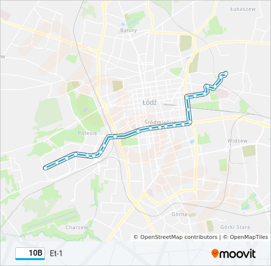 Трамвай 10B: карта маршрута