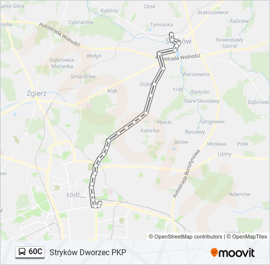 60c Route: Schedules, Stops & Maps - Stryków Dworzec PKP (Updated)