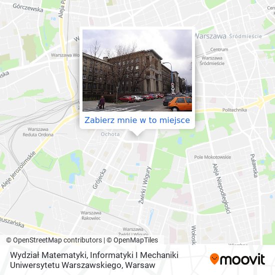 Mapa Wydział Matematyki, Informatyki I Mechaniki Uniwersytetu Warszawskiego