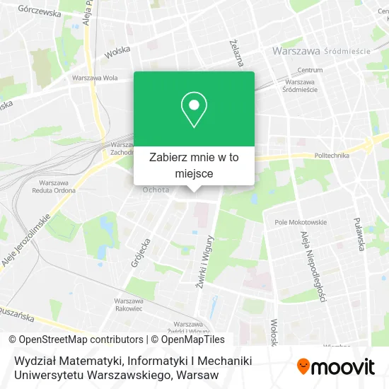 Mapa Wydział Matematyki, Informatyki I Mechaniki Uniwersytetu Warszawskiego