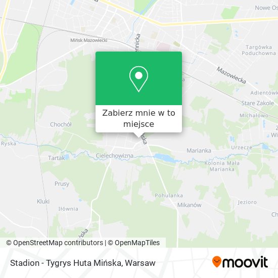 Mapa Stadion - Tygrys Huta Mińska