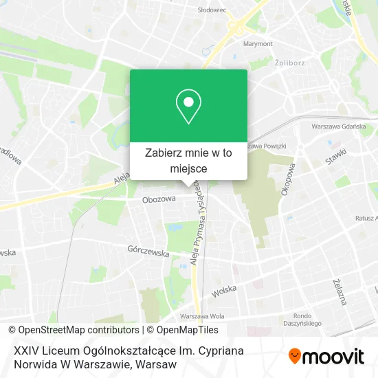 Mapa XXIV Liceum Ogólnokształcące Im. Cypriana Norwida W Warszawie