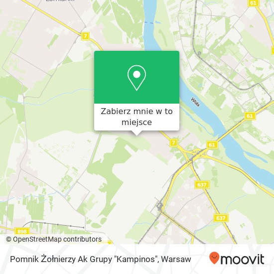 Mapa Pomnik Żołnierzy Ak Grupy "Kampinos"